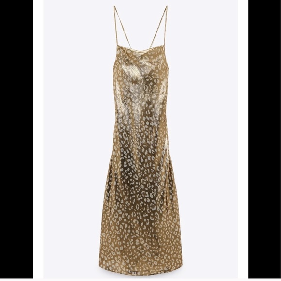 NWT ZARA Satin Lingerie Dress Gold M Blogger’s Fav - Picture 5 of 9